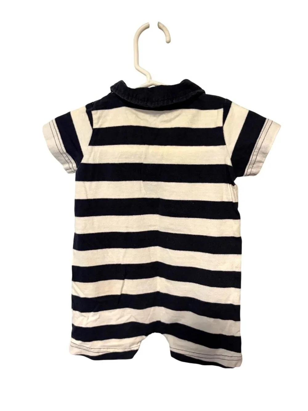 Carters Boys Infant Baby Size 6 months blue white striped romper shorts 1 piece